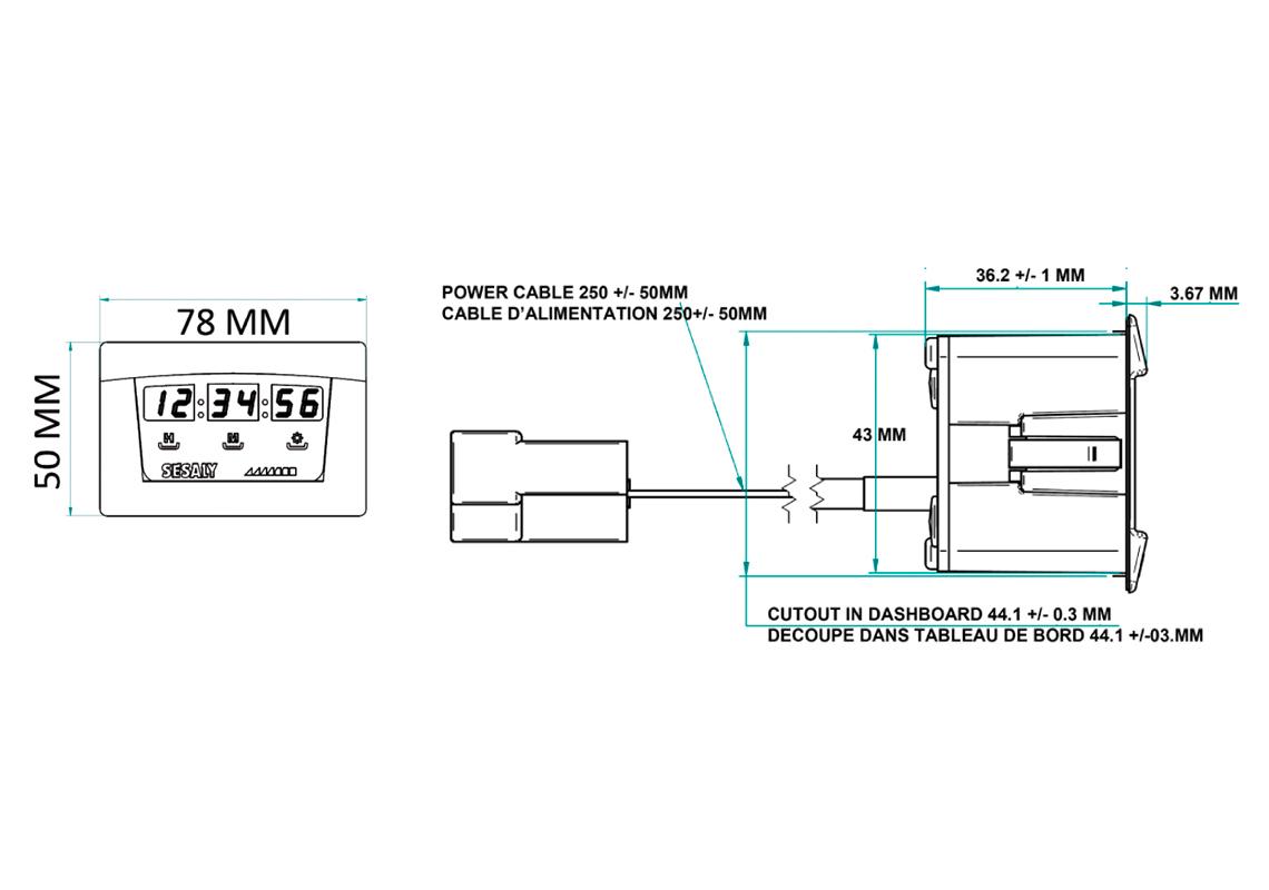 Horloge LED compacte à encastrer pour bus et car